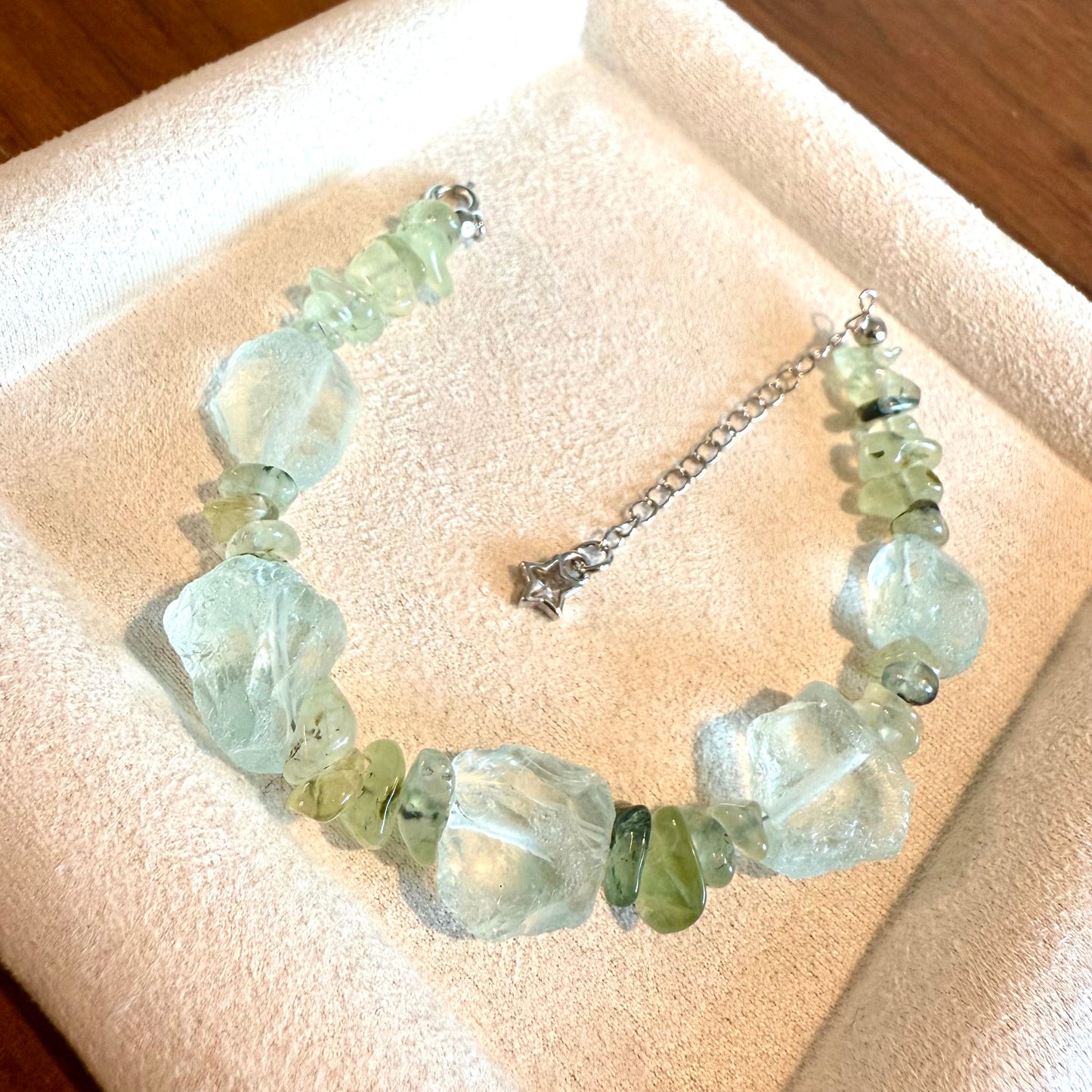 Recomme Libra Constellation - Prehnite & Aquamarine Raw Power Bracelet