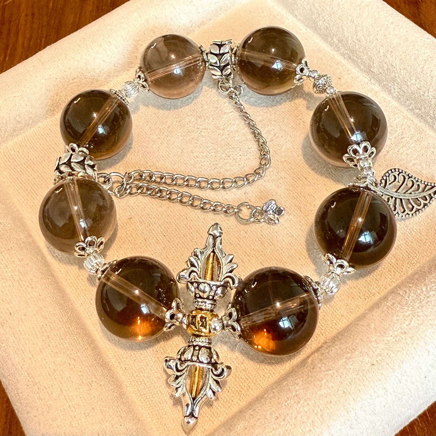 Obsidian Dagger & Smoky Quartz Power Bracelet
