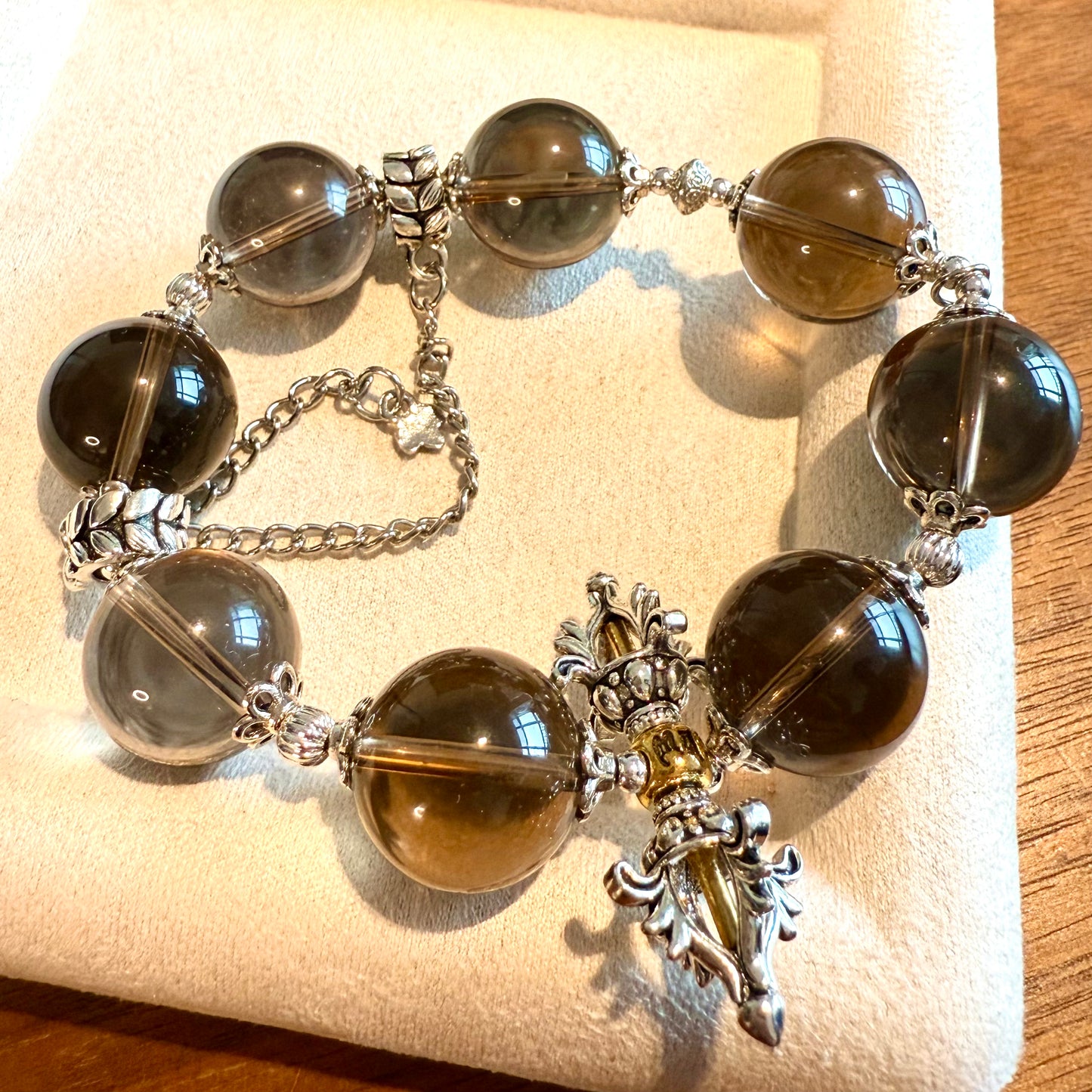 Obsidian Dagger & Smoky Quartz Power Bracelet