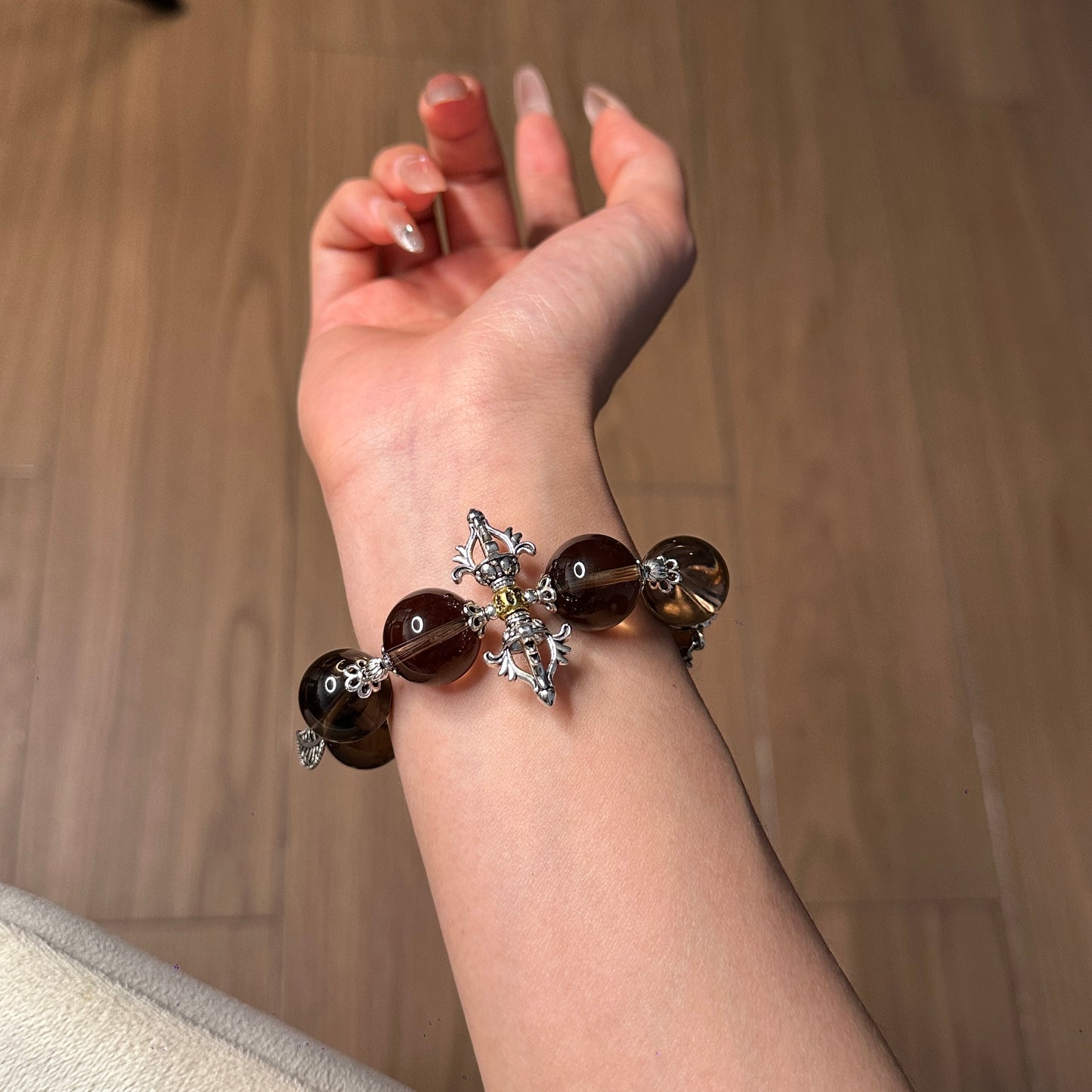 Obsidian Dagger & Smoky Quartz Power Bracelet