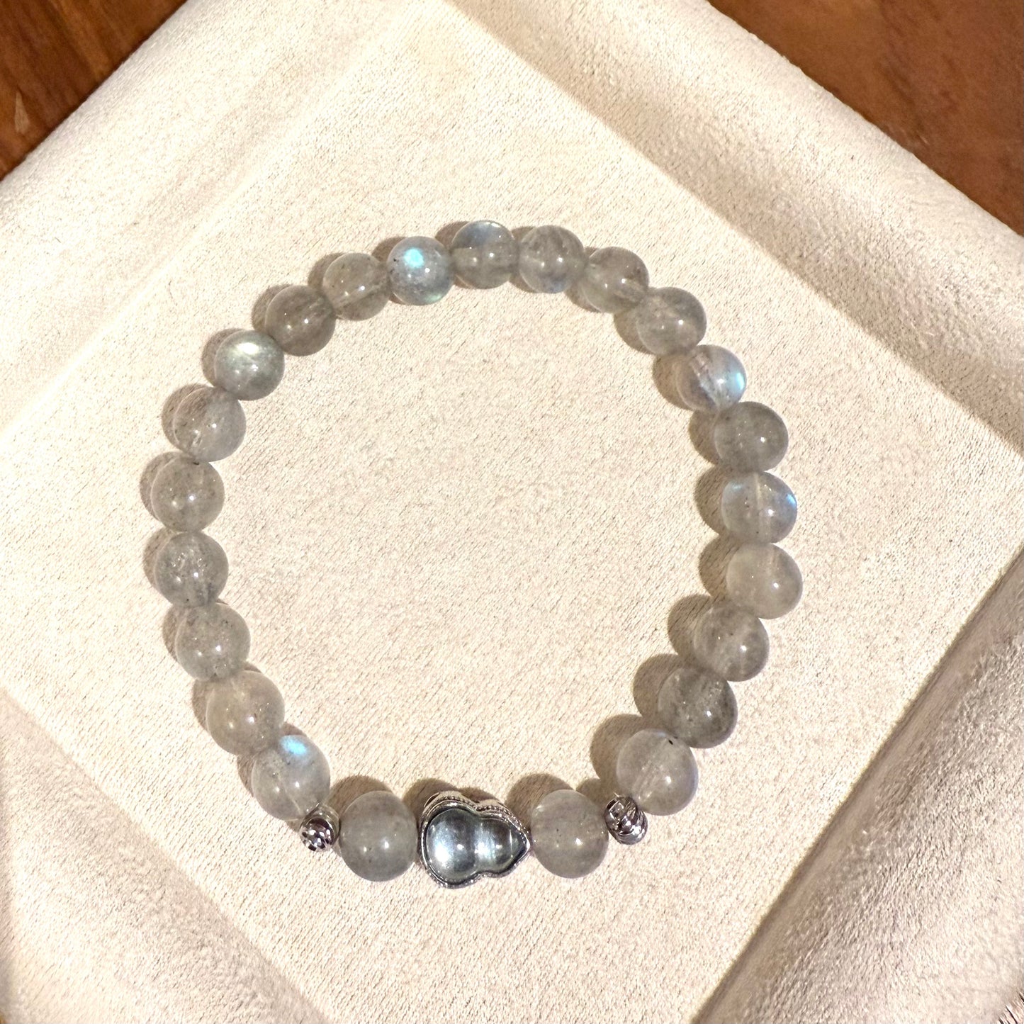 Moonlit Tide - Gray Moonstone & Aquamarine Wave Bracelet
