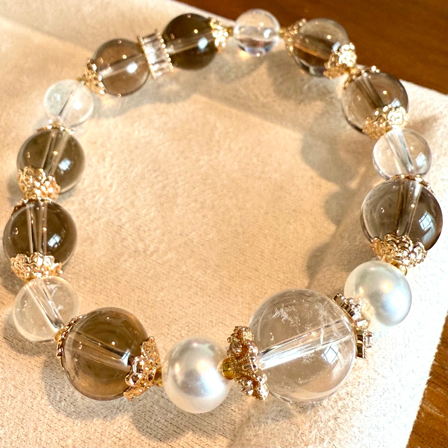 Luminaroot - Clear Quartz & Smoky Quartz Equilibrium Bracelet
