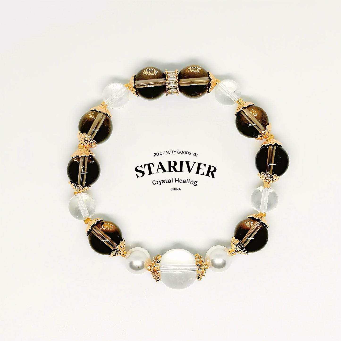 Luminaroot - Clear Quartz & Smoky Quartz Equilibrium Bracelet