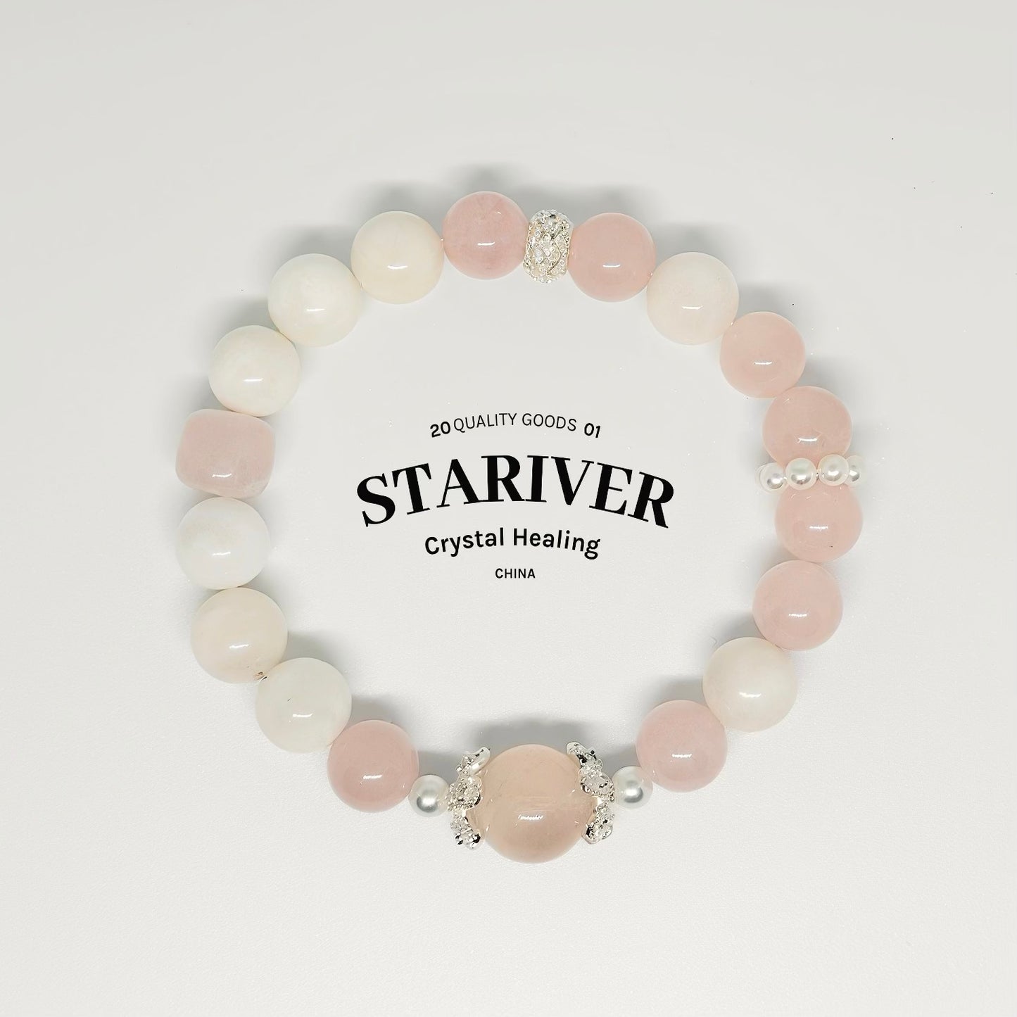 Celestial Garden - Rose Quartz & White Phantom Bracelet