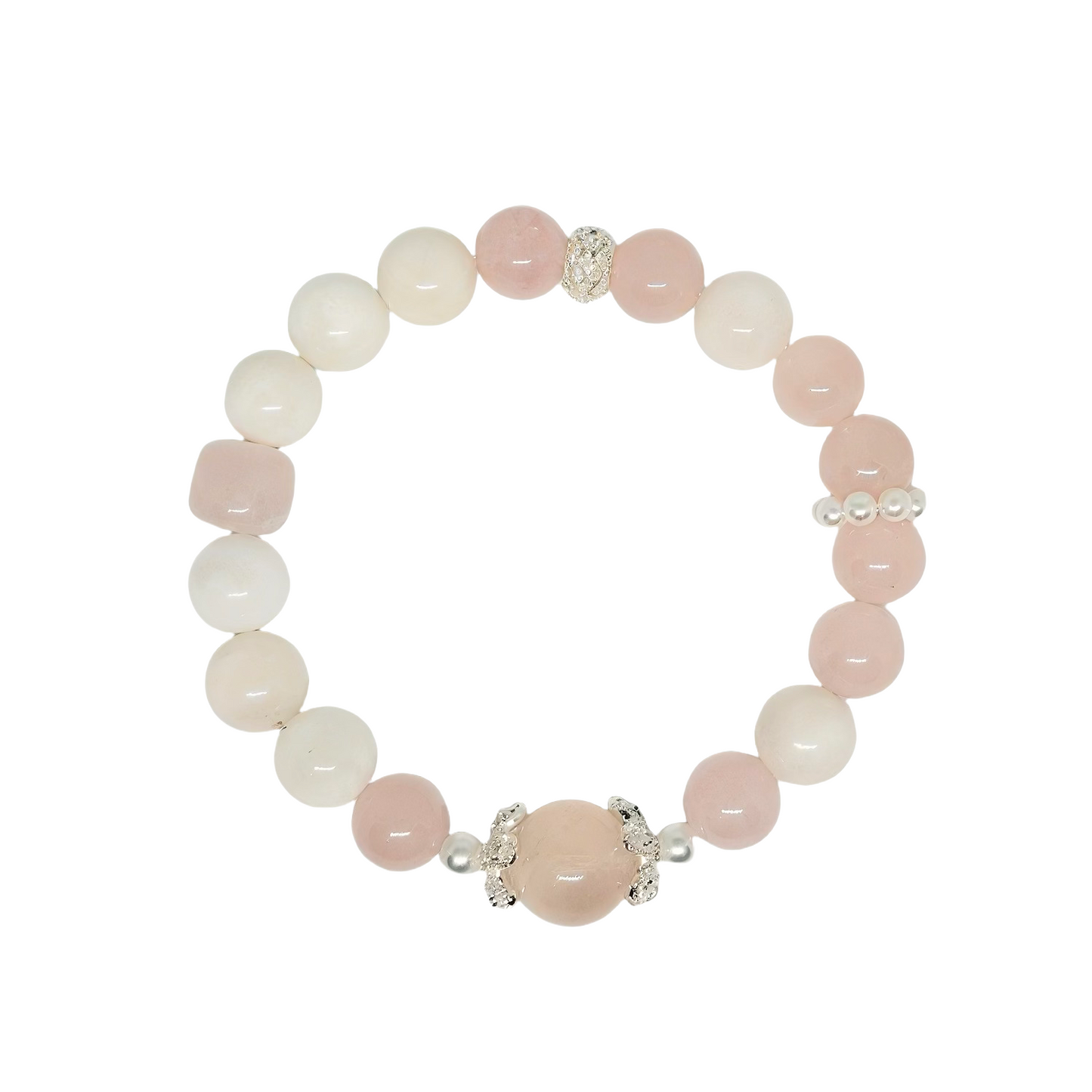 Celestial Garden - Rose Quartz & White Phantom Bracelet
