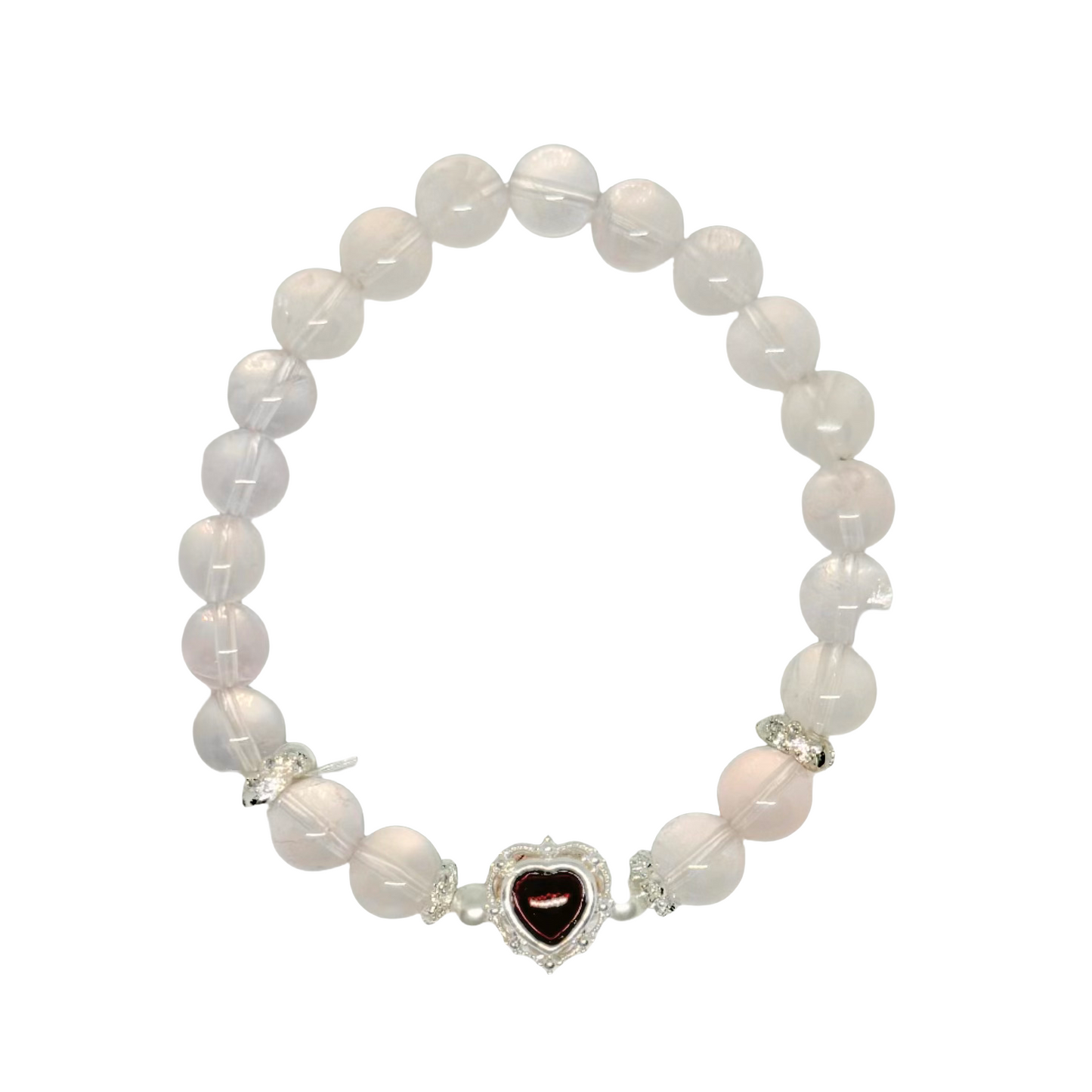 Pink Serenade - Rose Quartz & Garnet Heart Bracelet