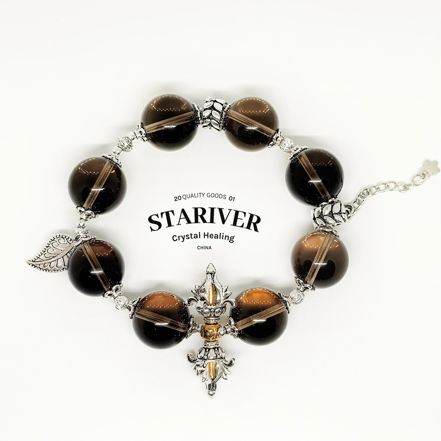 Obsidian Dagger & Smoky Quartz Power Bracelet