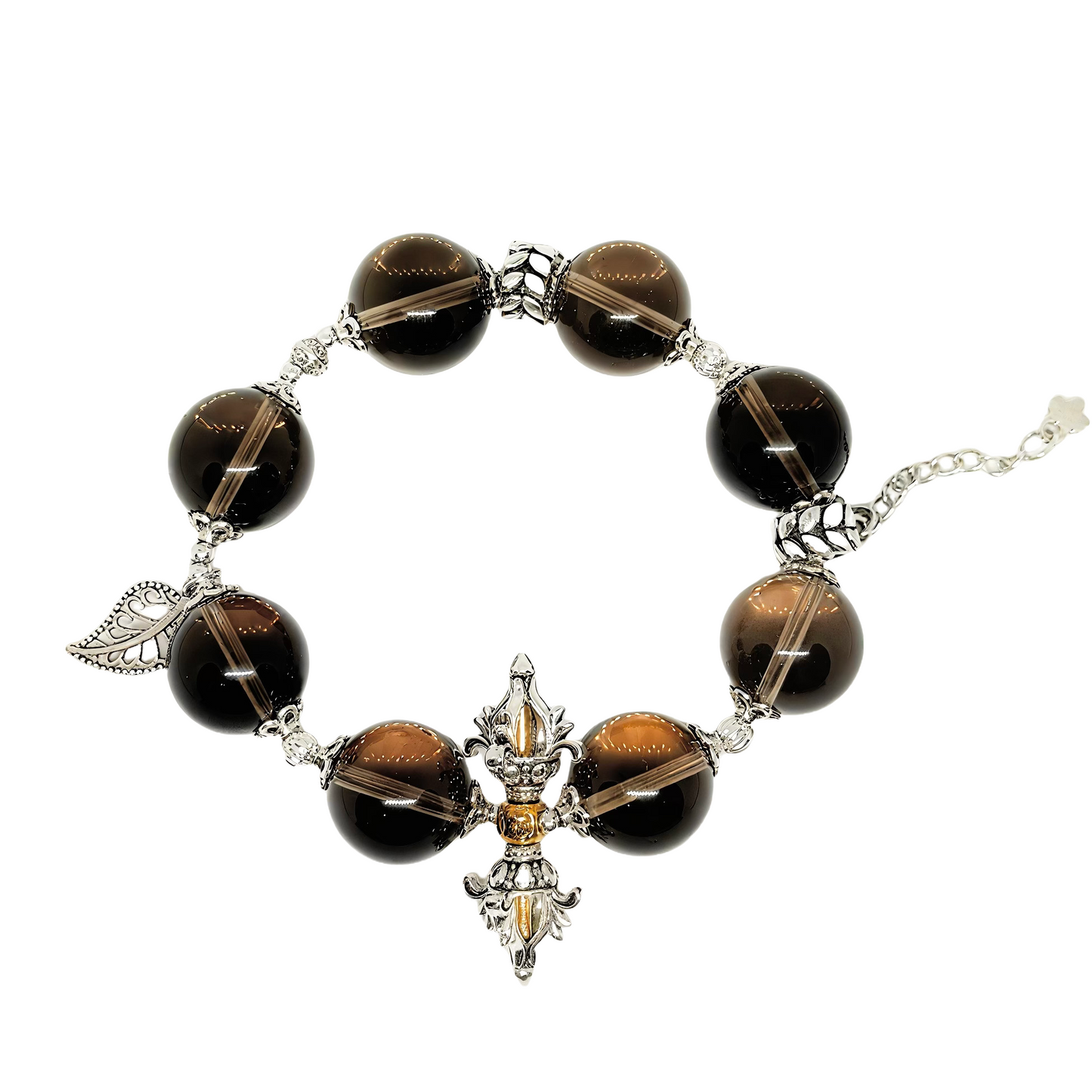 Obsidian Dagger & Smoky Quartz Power Bracelet