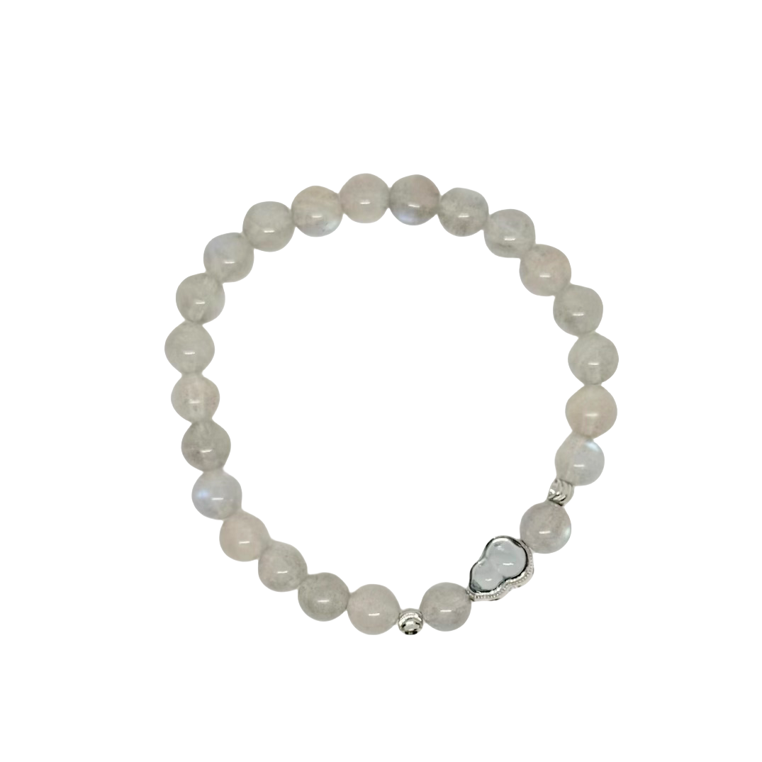 Moonlit Tide - Gray Moonstone & Aquamarine Wave Bracelet