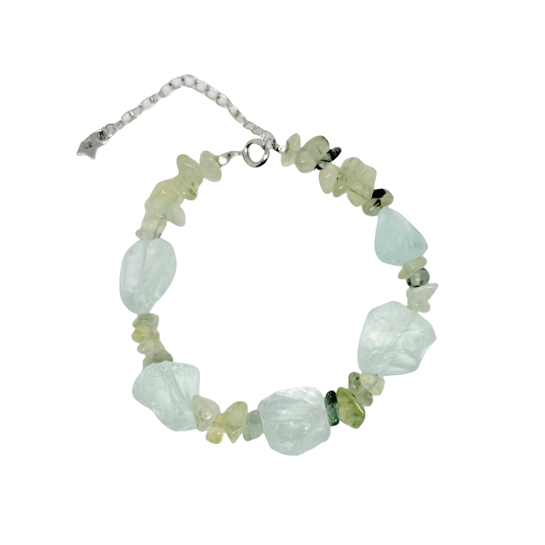 Recomme Libra Constellation - Prehnite & Aquamarine Raw Power Bracelet