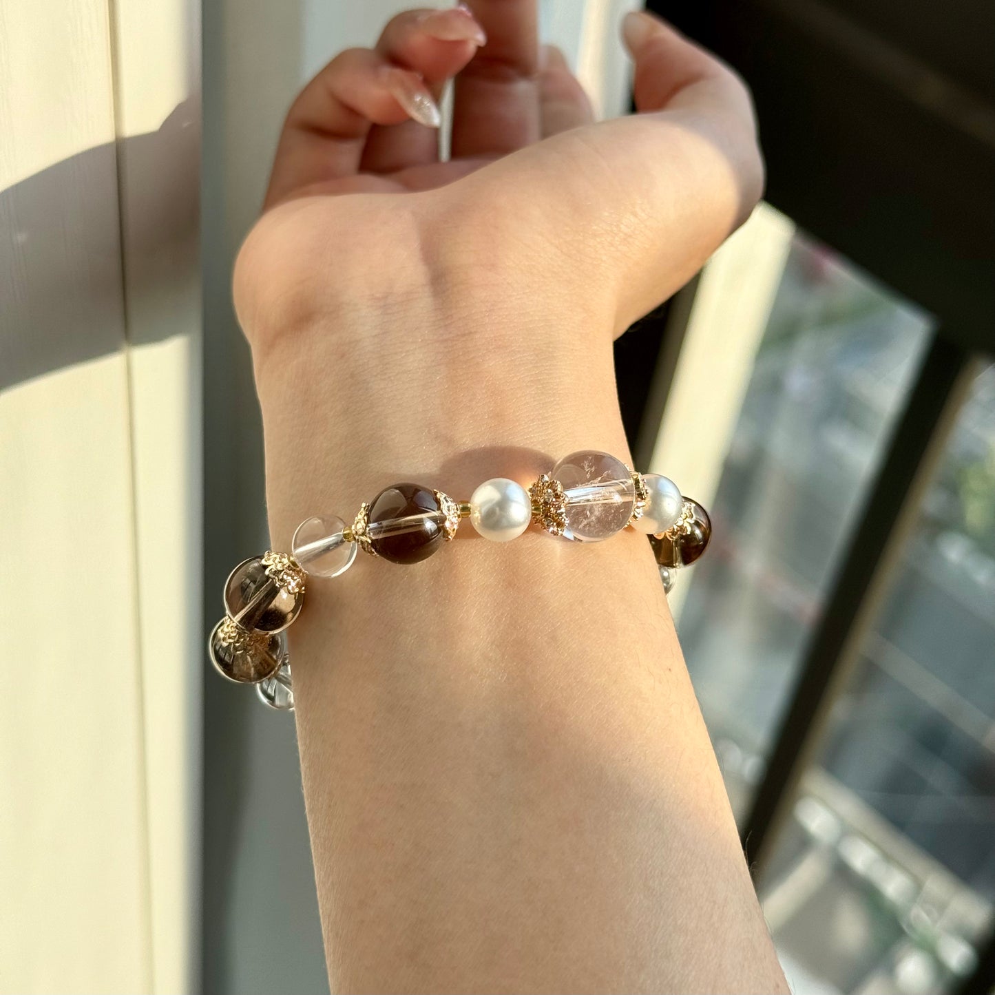 Luminaroot - Clear Quartz & Smoky Quartz Equilibrium Bracelet