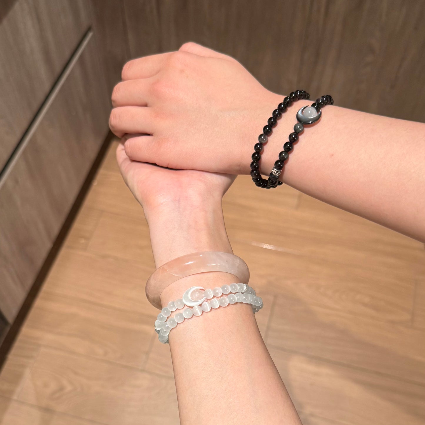 Celestial Embrace - Yin & Yang Moonstone Duo Bracelets
