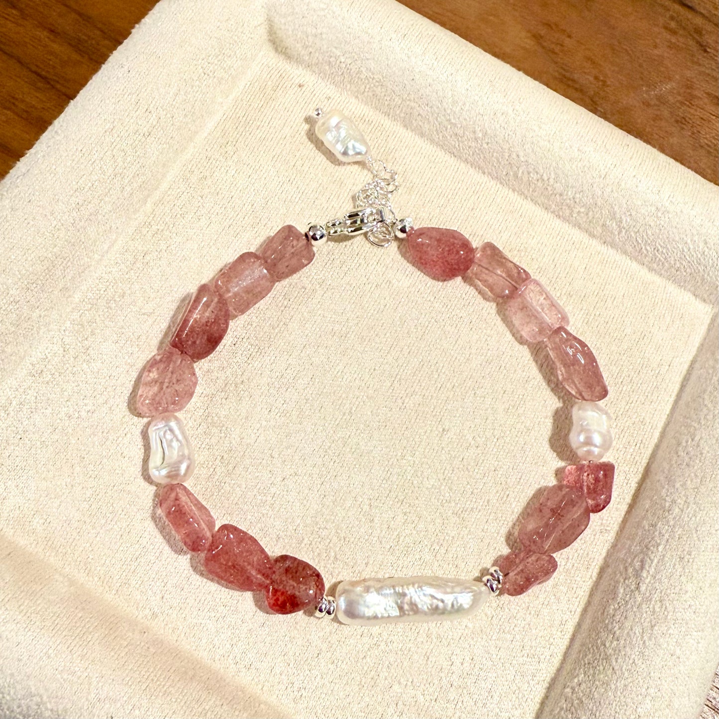 Strawberry Quartz & Pearl Harmony Bracelet