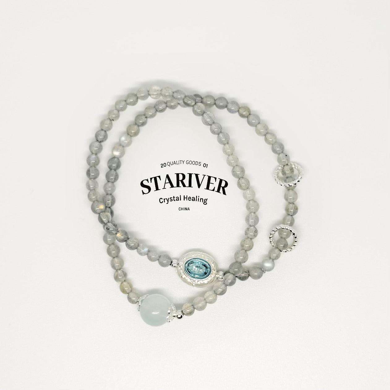 Lunar Tidepool - Dual Gray Moonstone & Aquamarine Mystery Bracelet