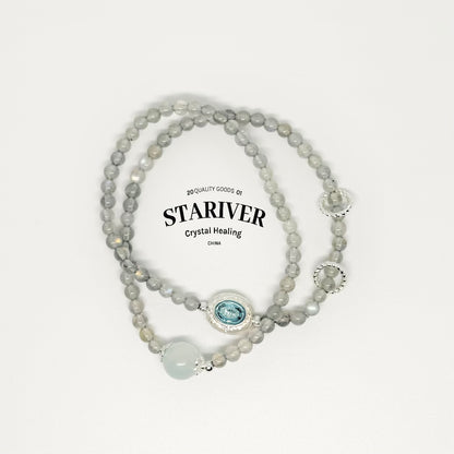 Lunar Tidepool - Dual Gray Moonstone & Aquamarine Mystery Bracelet