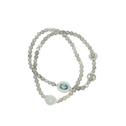 Lunar Tidepool - Dual Gray Moonstone & Aquamarine Mystery Bracelet