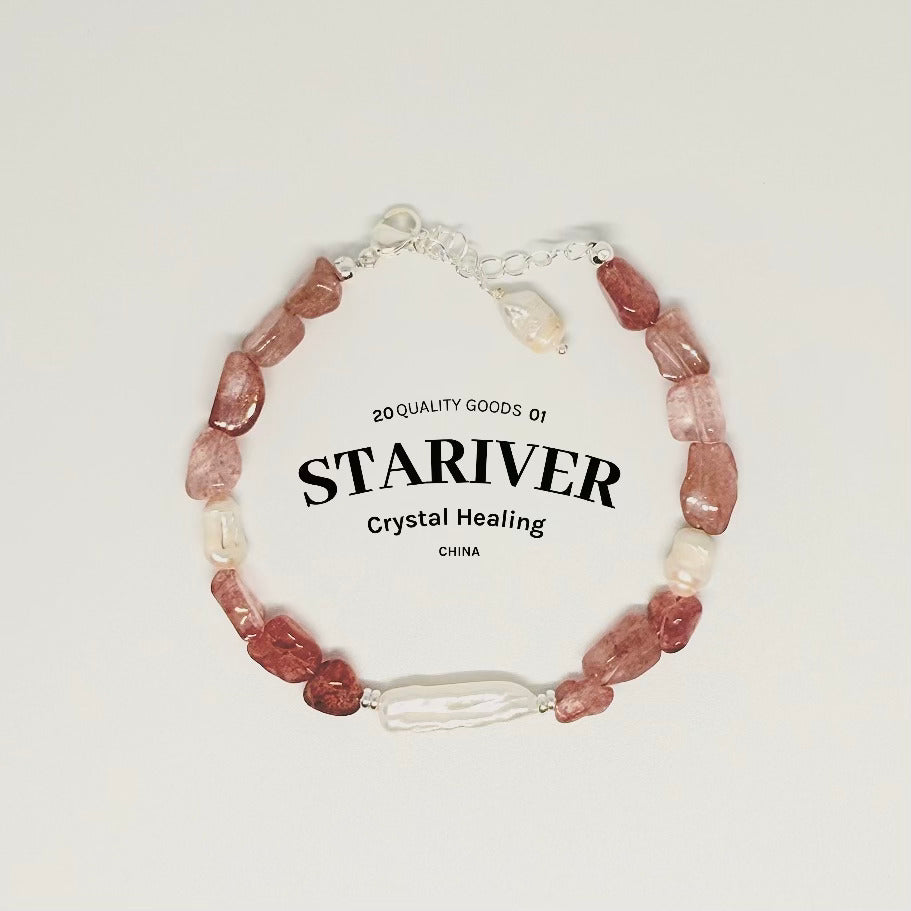 Strawberry Quartz & Pearl Harmony Bracelet