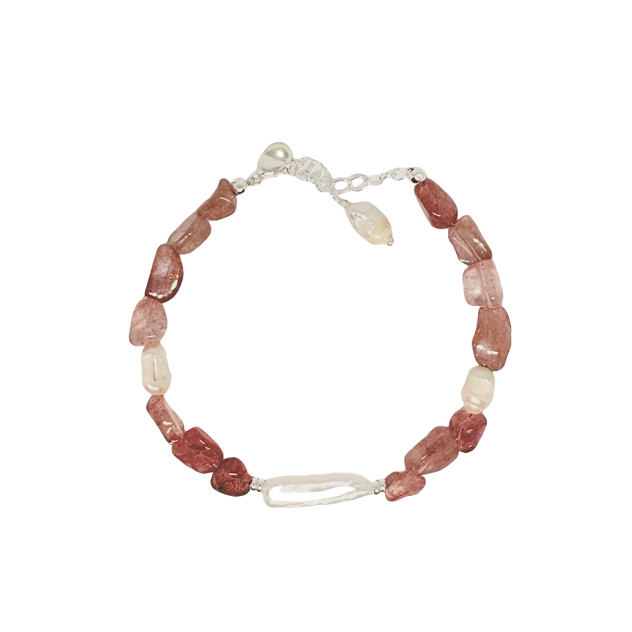 Strawberry Quartz & Pearl Harmony Bracelet