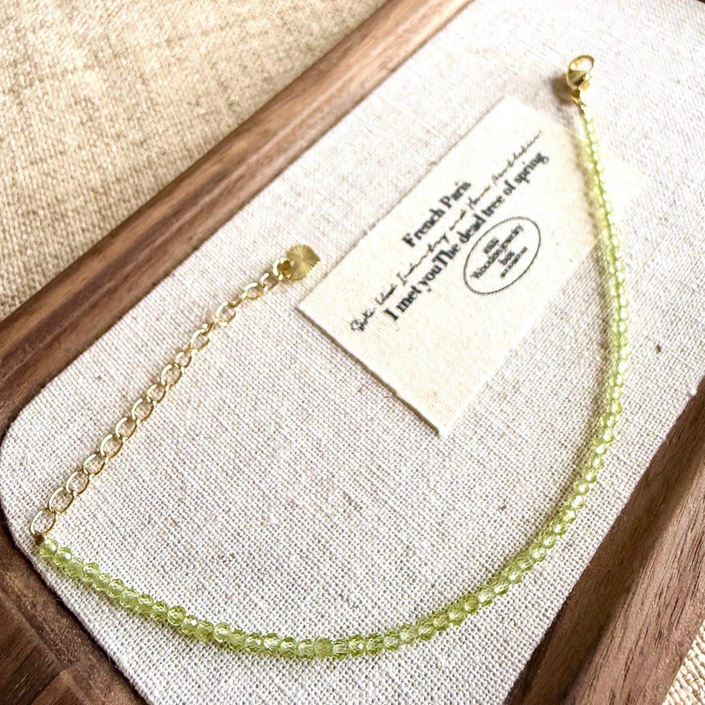 Emerald Thread - Peridot Micro Faceted Bracelet