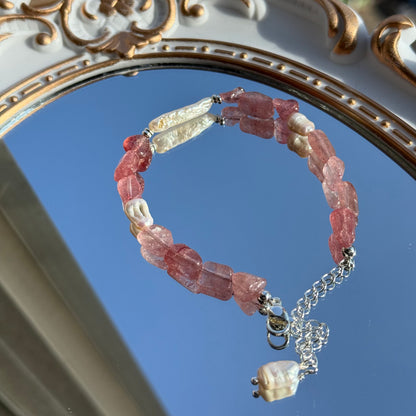 Strawberry Quartz & Pearl Harmony Bracelet