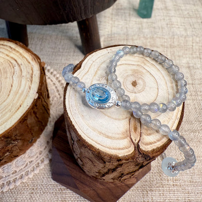 Lunar Tidepool - Dual Gray Moonstone & Aquamarine Mystery Bracelet